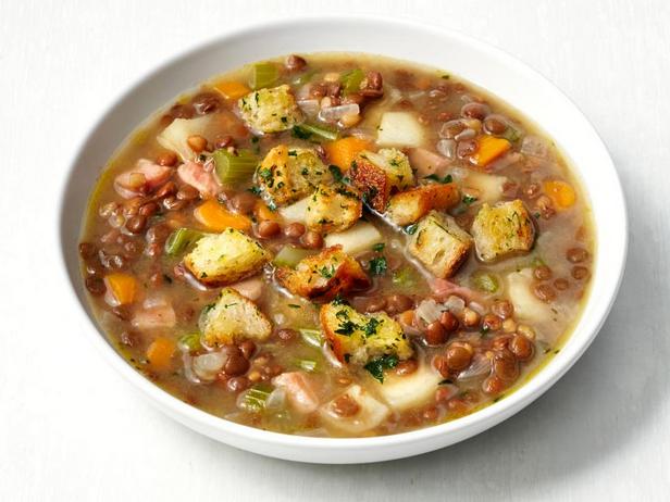 Чечевичный суп с ветчиной и гренками - «Меню диеты»