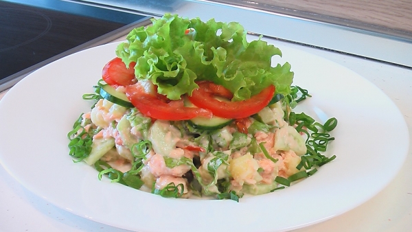 Салат из рыбы с помидорами - «Видео уроки»