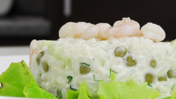 Салат рисовый с креветками под домашним майонезом - «Видео уроки»